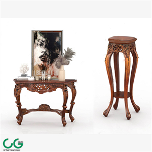 3d model of European style carved end view platform flower stand